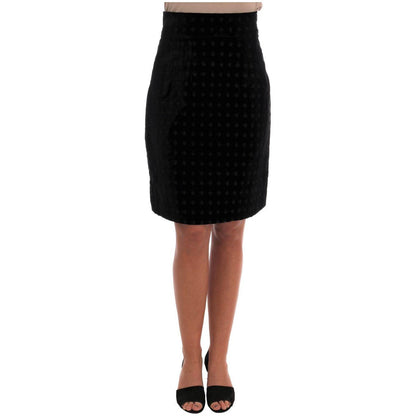 Dolce & Gabbana Dark Green Baroque Velvet Pencil Skirt Dolce & Gabbana