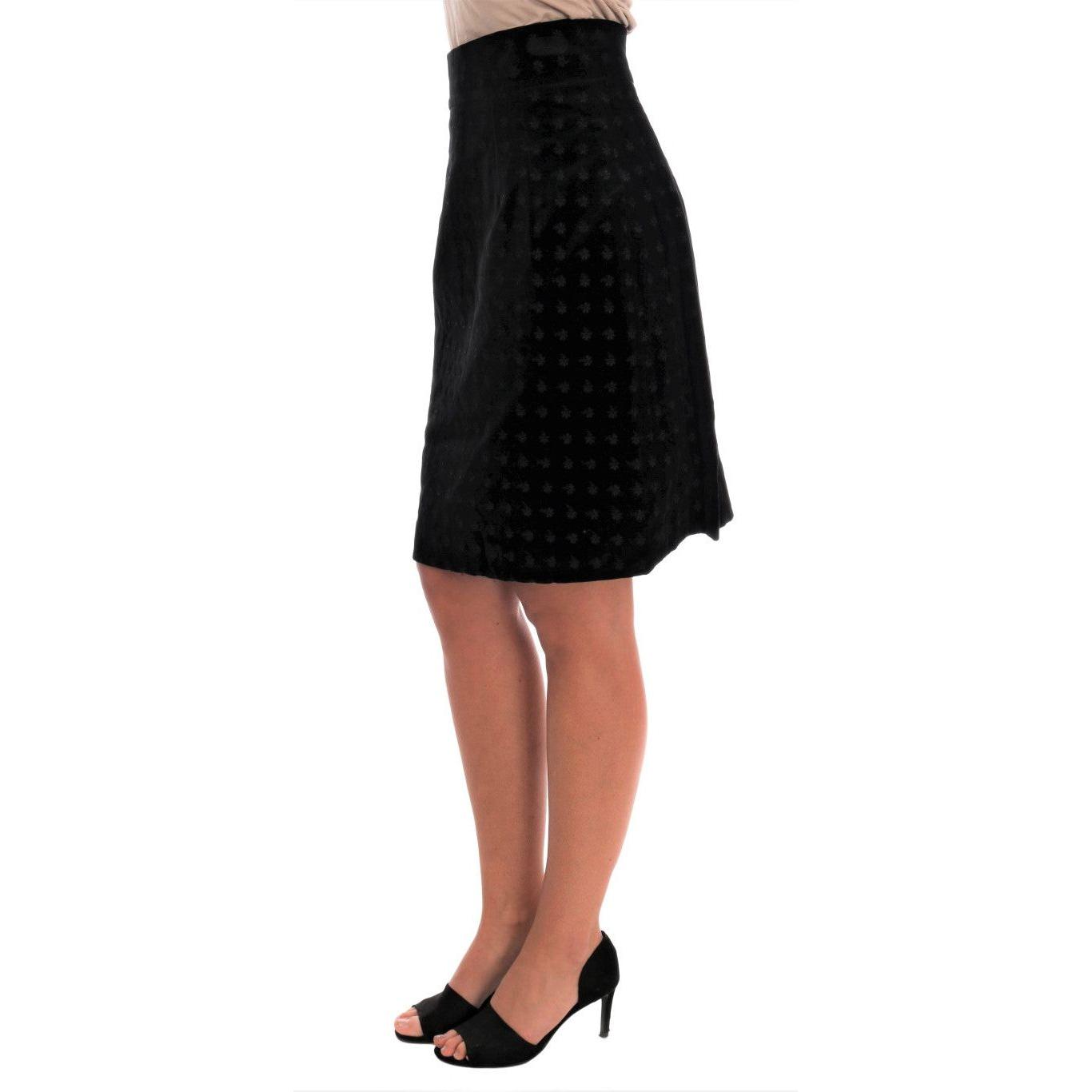 Dolce & Gabbana Dark Green Baroque Velvet Pencil Skirt Dolce & Gabbana