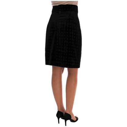 Dolce & Gabbana Dark Green Baroque Velvet Pencil Skirt Dolce & Gabbana
