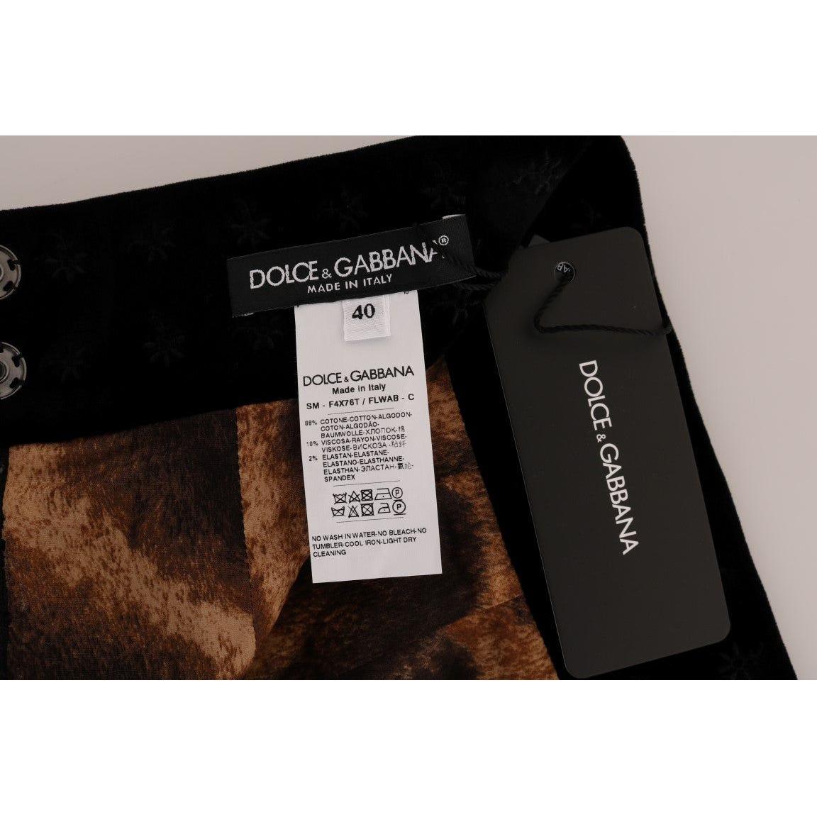 Dolce & Gabbana Dark Green Baroque Velvet Pencil Skirt Dolce & Gabbana