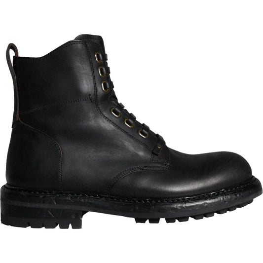 Dolce & Gabbana Black Lace Up Mid Calf Boots Men Shoes 1728,67345645728,Black,Boots - Men - Shoes,Boots - Shoes,Dolce & Gabbana,EU40/US7,Lace-Up Boots - Boots - Shoes,Material: 100% Calf Leather,Men,New with tags,Shoes