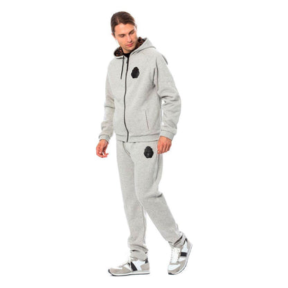 Billionaire Italian Couture Gray Cotton Hooded Sweatsuit Billionaire Italian Couture