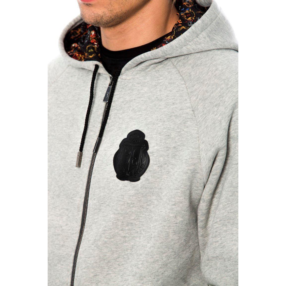 Billionaire Italian Couture Gray Cotton Hooded Sweatsuit Billionaire Italian Couture