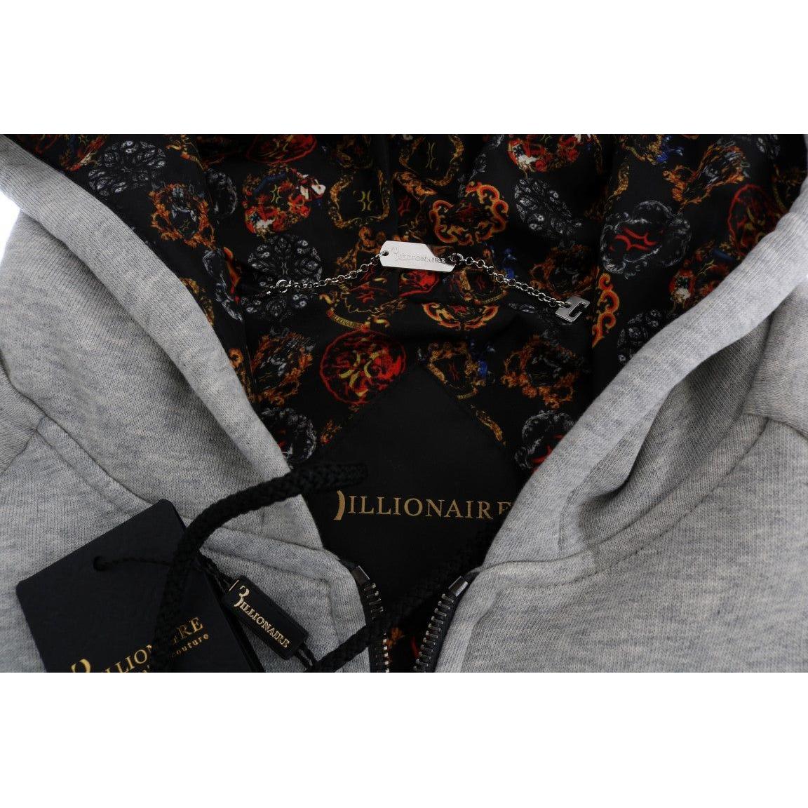 Billionaire Italian Couture Gray Cotton Hooded Sweatsuit Billionaire Italian Couture