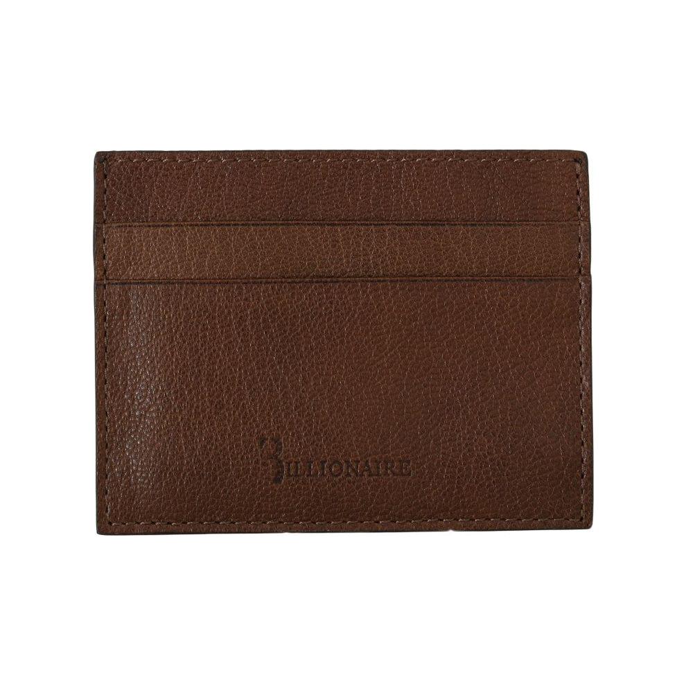 Billionaire Italian Couture Brown Leather Cardholder Wallet Billionaire Italian Couture