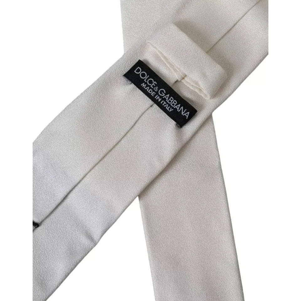 Dolce & Gabbana White Silk Classic Adjustable Men Tie 1728,67345645728,Accessories,Dolce & Gabbana,Material: 100% Silk,Men,Men - Accessories,New with tags,Ties & Bowties - Men - Accessories,Ties - Ties and Formal Accessories - Accessories,Ties and Formal