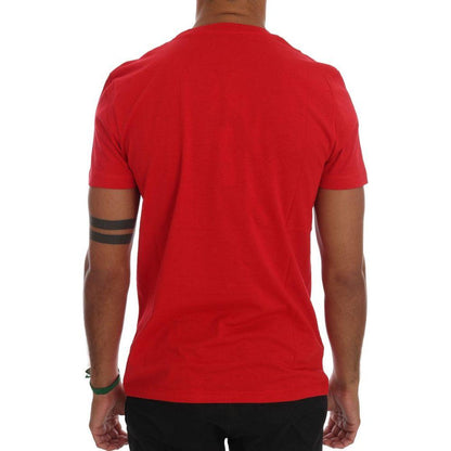 Frankie Morello Red Cotton RIDERS Crewneck T-Shirt Frankie Morello
