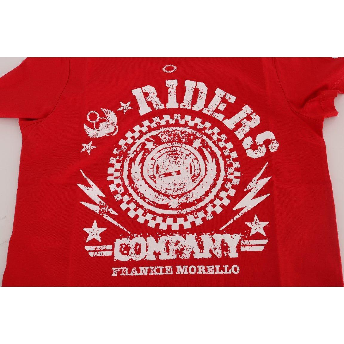 Frankie Morello Red Cotton RIDERS Crewneck T-Shirt Frankie Morello
