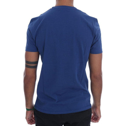 Frankie Morello Blue Cotton RIDERS Crewneck T-Shirt Frankie Morello