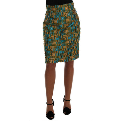Dolce & Gabbana Multicolor Jacquard Straight Pencil Skirt Dolce & Gabbana