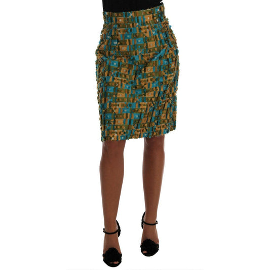 Dolce & Gabbana Multicolor Jacquard Straight Pencil Skirt Dolce & Gabbana