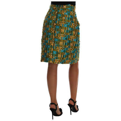 Dolce & Gabbana Multicolor Jacquard Straight Pencil Skirt Dolce & Gabbana