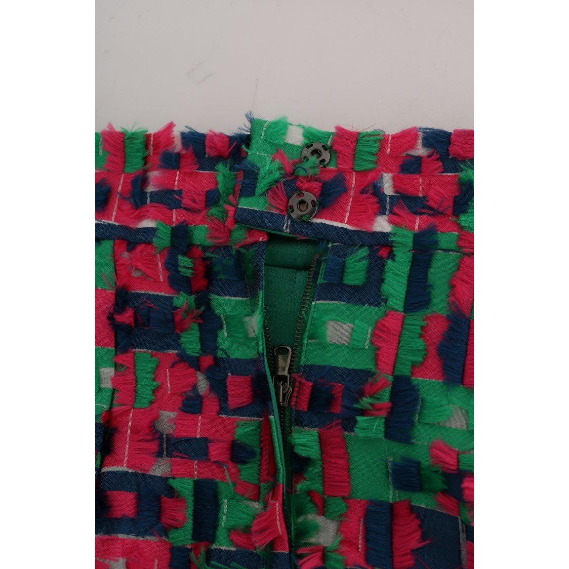 Dolce & Gabbana Pink Green Jacquard Pencil Skirt Dolce & Gabbana