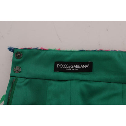 Dolce & Gabbana Pink Green Jacquard Pencil Skirt Dolce & Gabbana