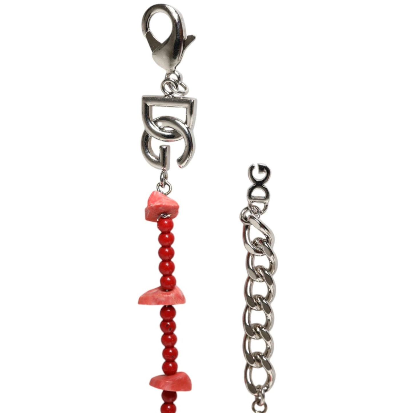 Dolce & Gabbana Silver Tone Brass Beaded Resin DG Logo Chain Bracelet Dolce & Gabbana