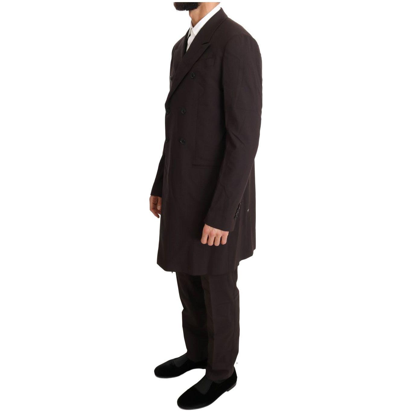 Dolce & Gabbana Bordeaux Wool Stretch Long 3 Piece Suit Dolce & Gabbana