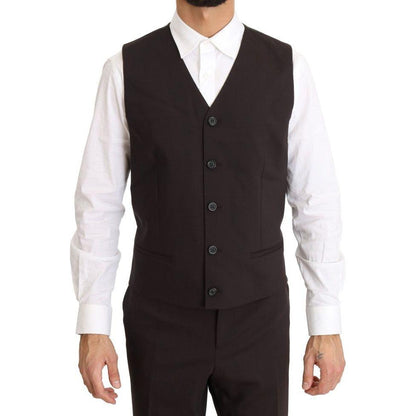 Dolce & Gabbana Bordeaux Wool Stretch Long 3 Piece Suit Dolce & Gabbana