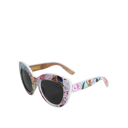Dolce & Gabbana Multicolor Wood Crystal Brass Frame Floral Hand Paint Sunglasses