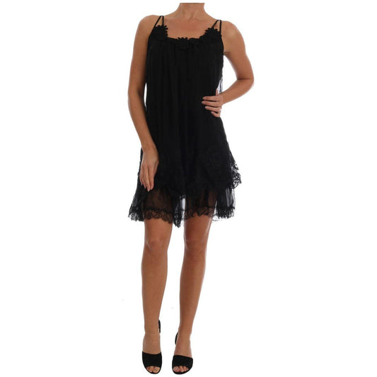 Dolce & Gabbana Black Silk Lace Chemise Dress Dolce & Gabbana