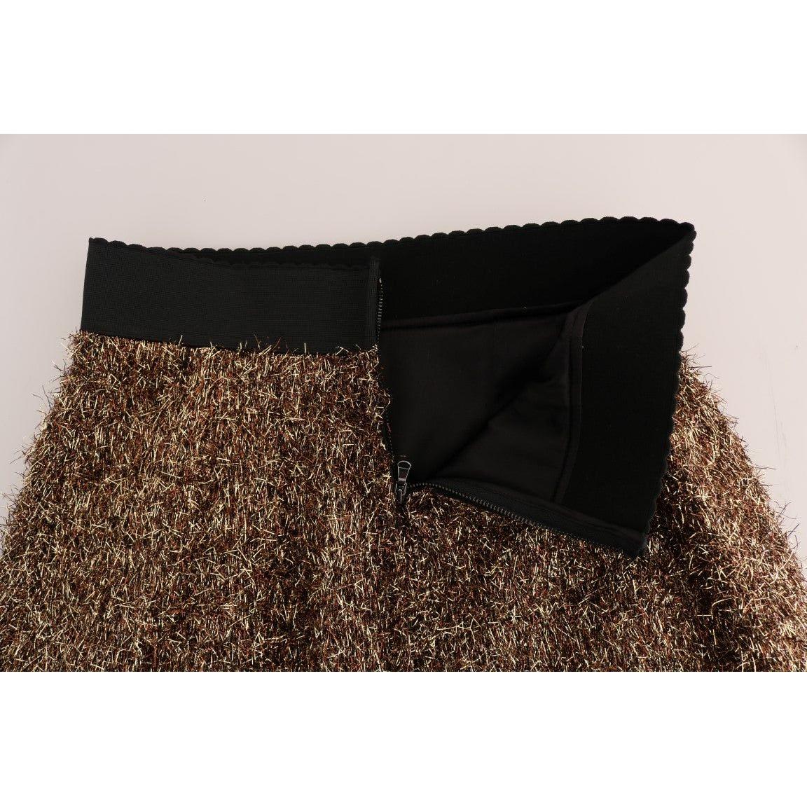 Dolce & Gabbana Gold Black Short Mini Skirt Dolce & Gabbana