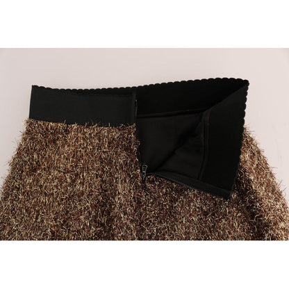 Dolce & Gabbana Gold Black Short Mini Skirt Dolce & Gabbana