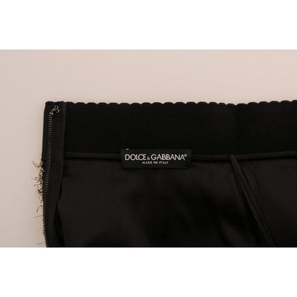 Dolce & Gabbana Gold Black Short Mini Skirt Dolce & Gabbana
