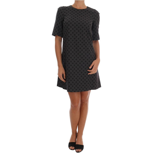 Dolce & Gabbana Gray Polka Dotted Wool Stretch Dress Dolce & Gabbana