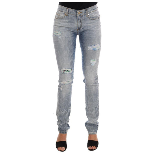 Versace Jeans Blue Wash Torn Stretch Slim Fit Jeans PAN60770-5