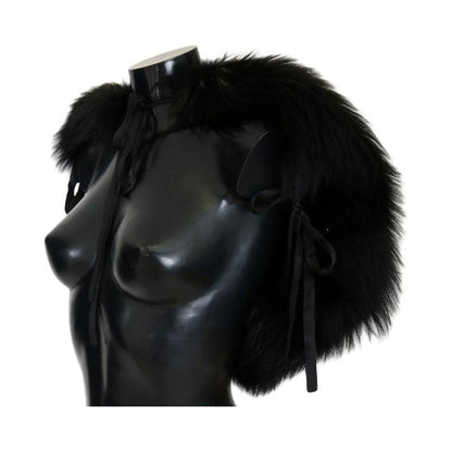 Dolce & Gabbana Black Silver Fox Fur Scarf Dolce & Gabbana