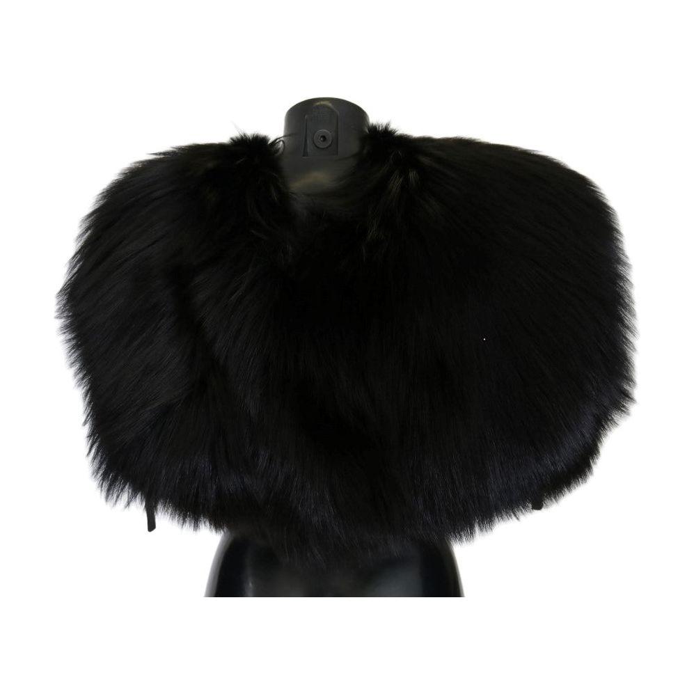 Dolce & Gabbana Black Silver Fox Fur Scarf Dolce & Gabbana