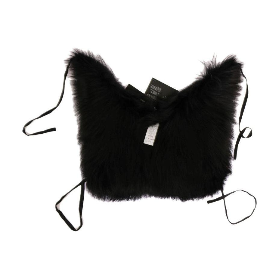 Dolce & Gabbana Black Silver Fox Fur Scarf Dolce & Gabbana