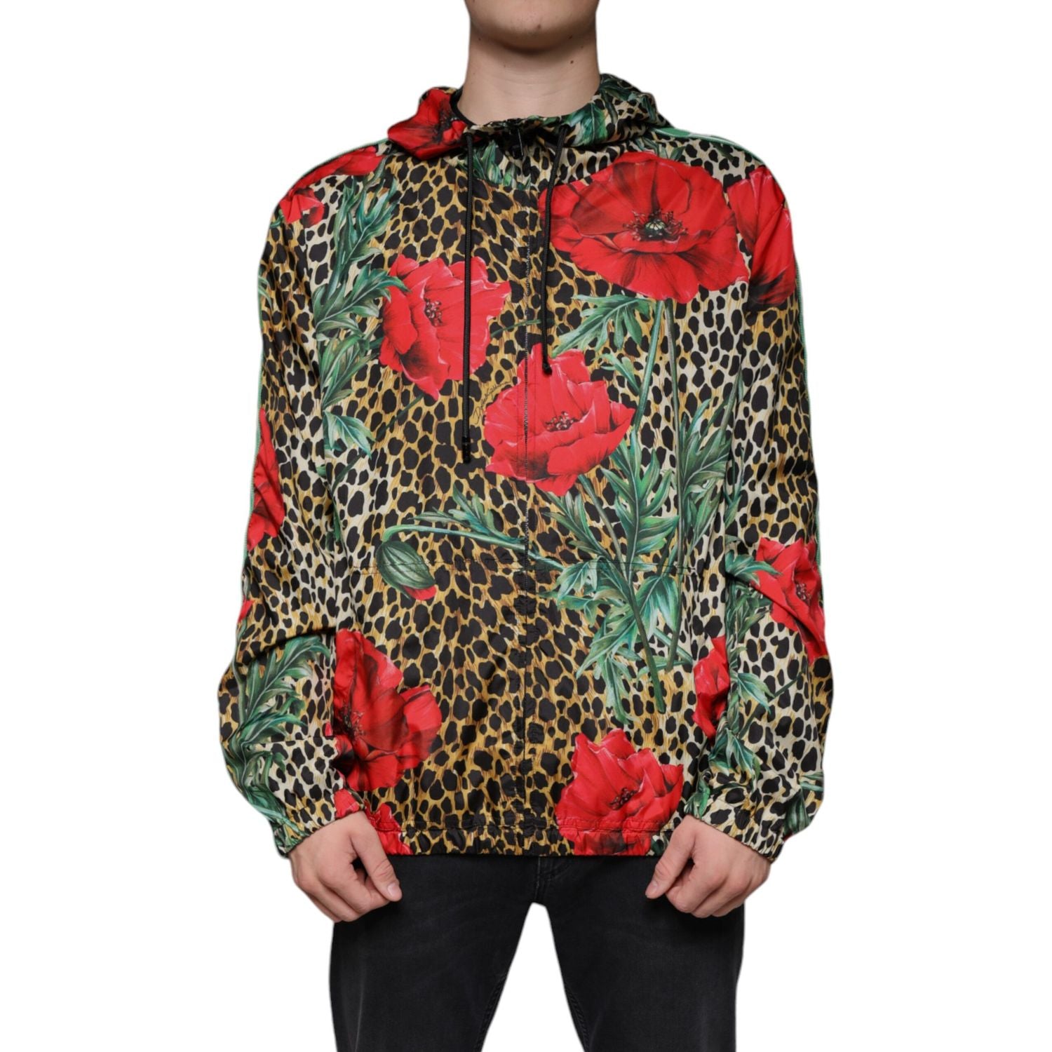 Dolce & Gabbana Multicolor Leopard Floral Hooded Jacket