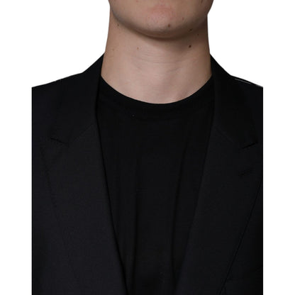 Dolce & Gabbana Black Wool Single Breasted Men Coat Blazer