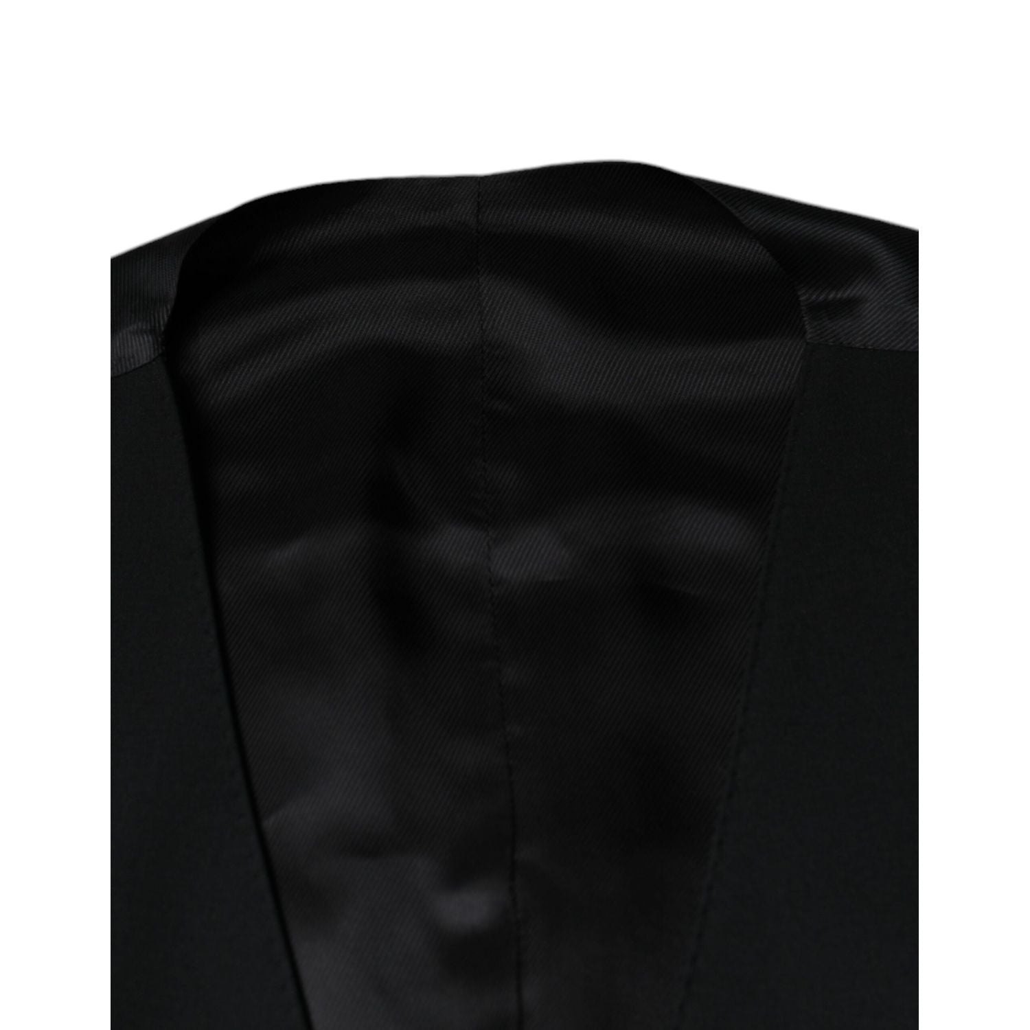 Dolce & Gabbana Black Wool Formal Dress Men Waistcoat Vest