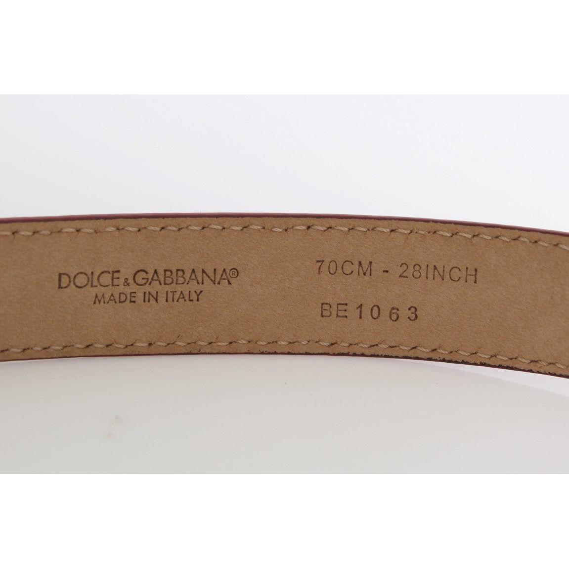 Dolce & Gabbana Pink Polka Snakeskin Silver Buckle Belt Dolce & Gabbana