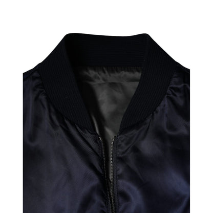 Dolce & Gabbana Blue Crown Heart Full Zip Men Bomber Jacket