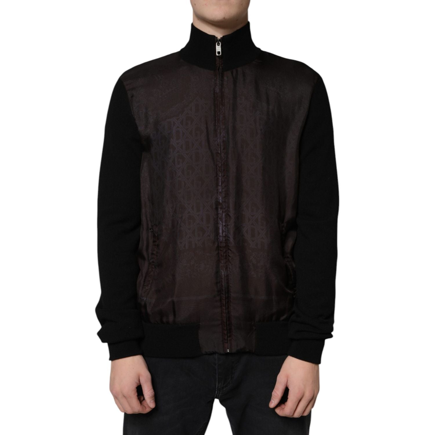 Dolce & Gabbana Black Logo Monogram Full Zip Bomber Jacket
