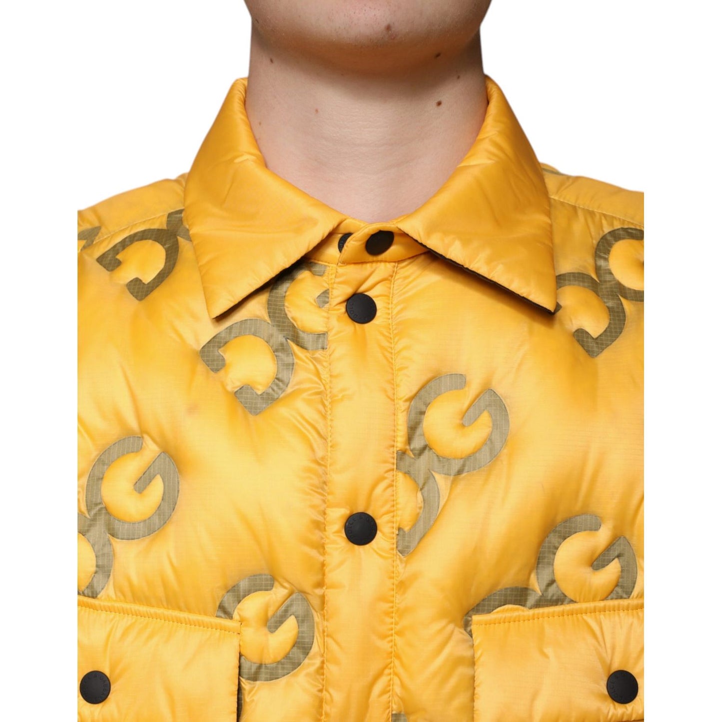 Dolce & Gabbana Yellow Logo Padded Buttoned Blouson Jacket