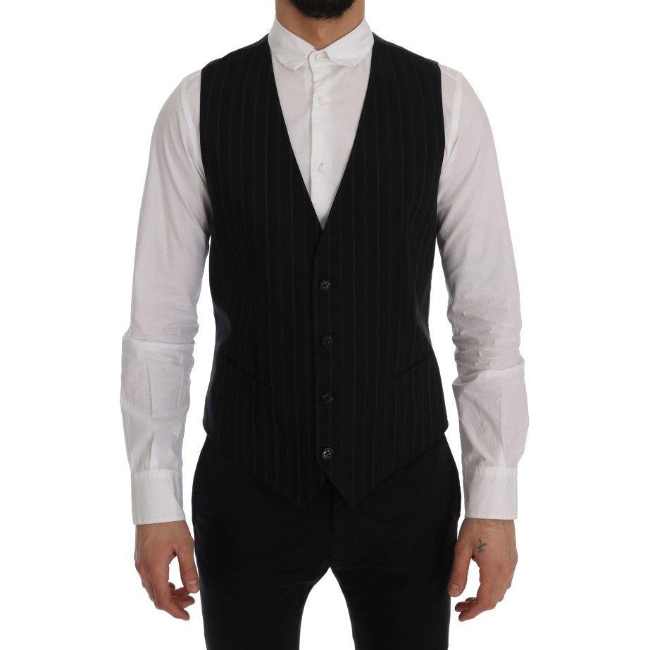 Dolce & Gabbana Black STAFF Cotton Striped Vest Dolce & Gabbana
