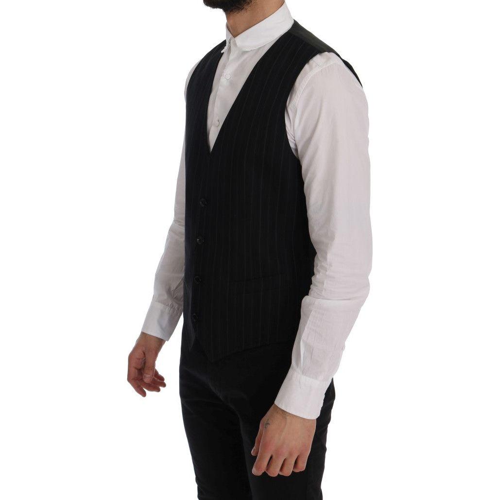Dolce & Gabbana Black STAFF Cotton Striped Vest Dolce & Gabbana