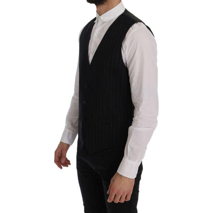 Dolce & Gabbana Black STAFF Cotton Striped Vest Dolce & Gabbana