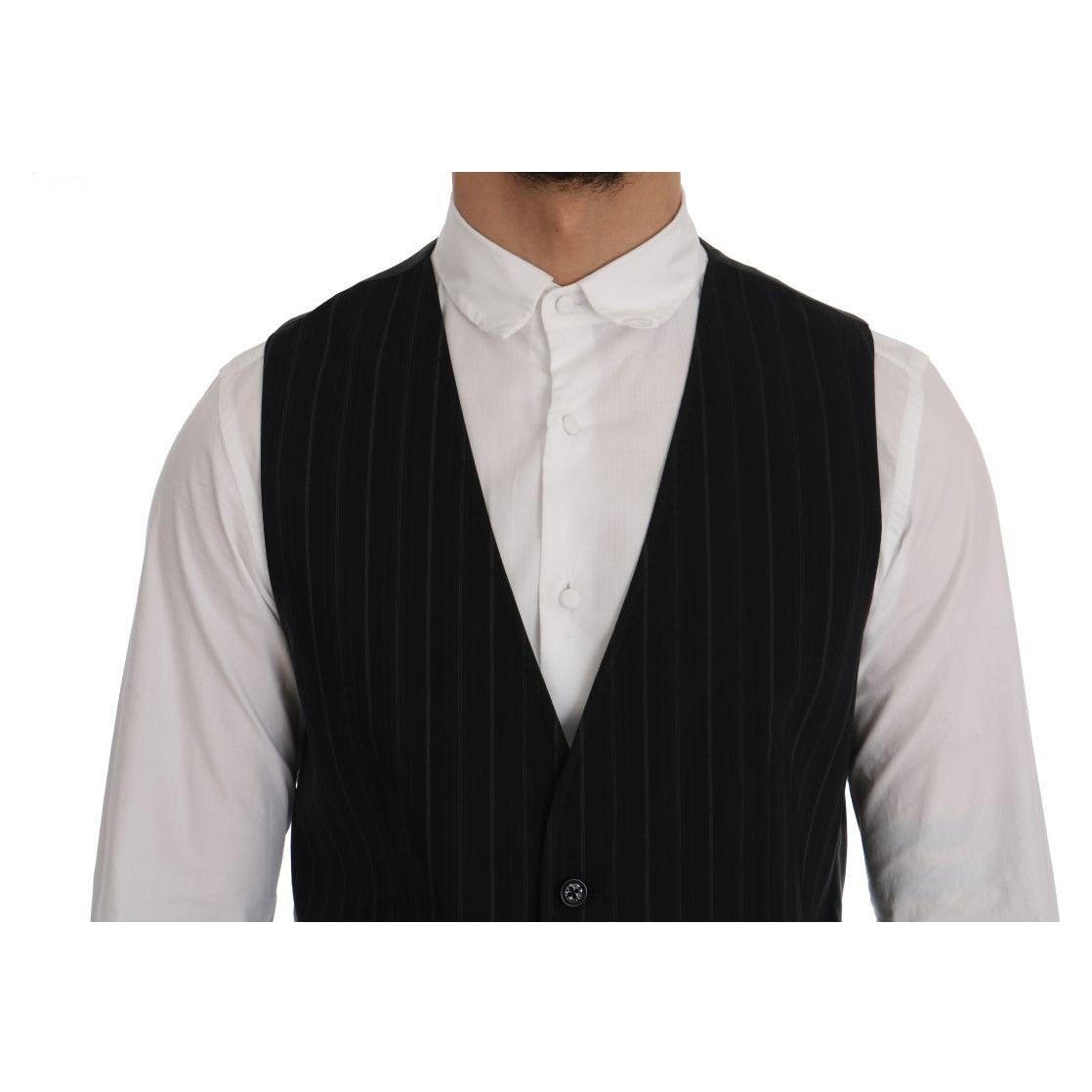 Dolce & Gabbana Black STAFF Cotton Striped Vest Dolce & Gabbana