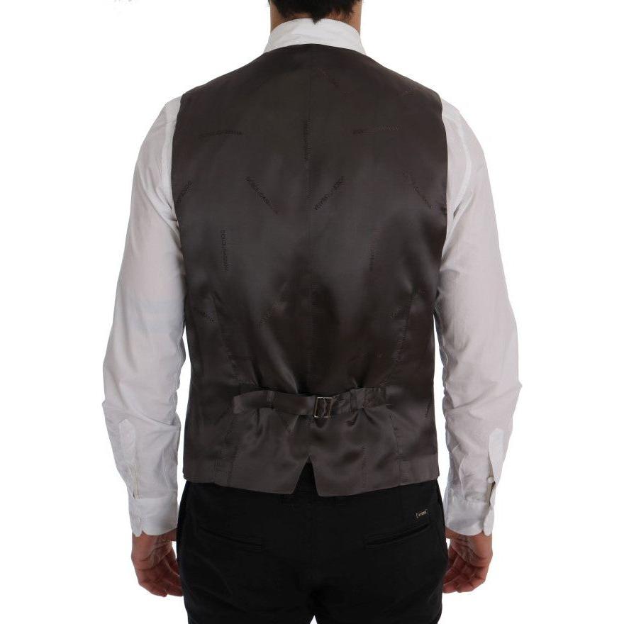 Dolce & Gabbana Gray STAFF Cotton Striped Vest Dolce & Gabbana