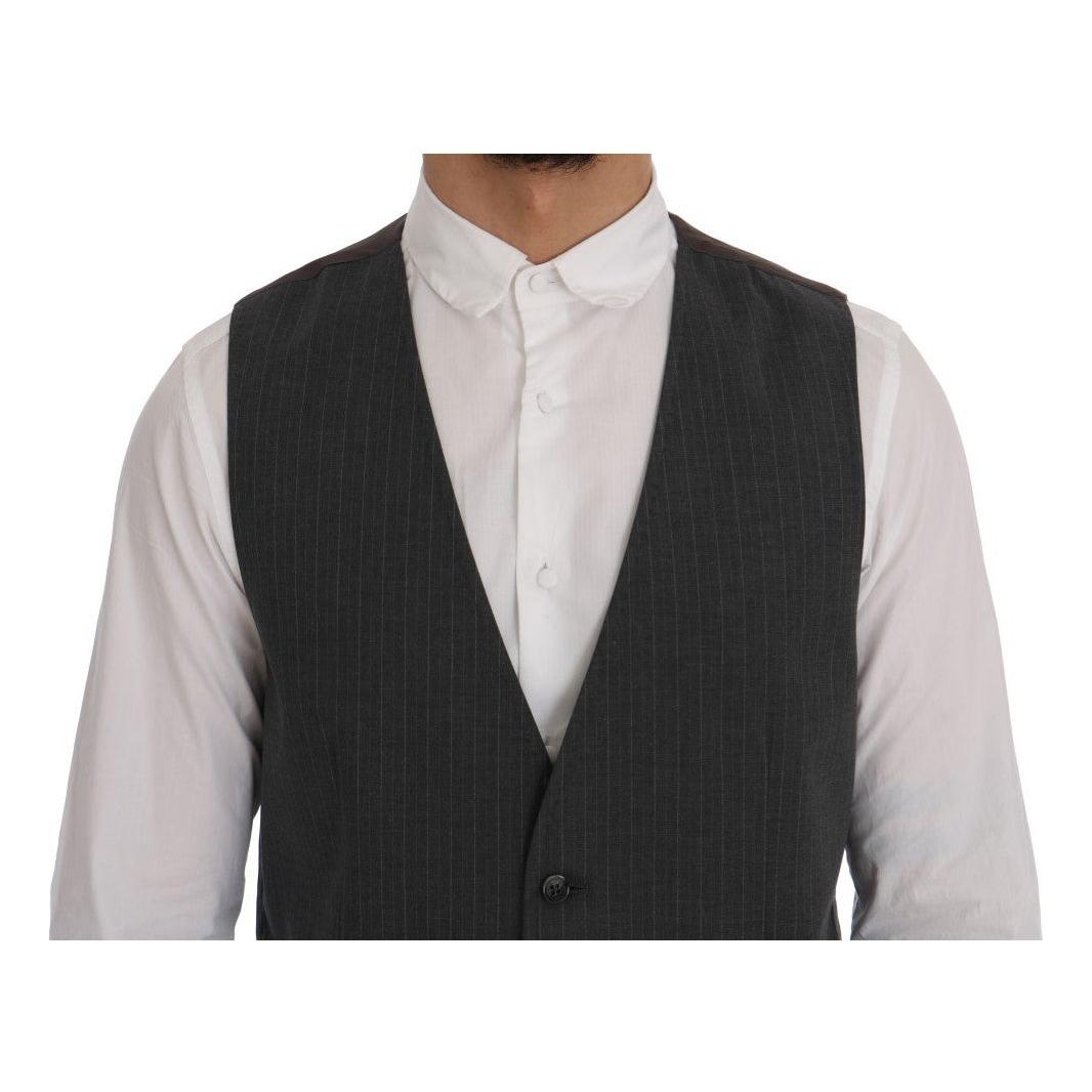 Dolce & Gabbana Gray STAFF Cotton Striped Vest Dolce & Gabbana