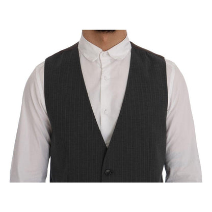 Dolce & Gabbana Gray STAFF Cotton Striped Vest Dolce & Gabbana