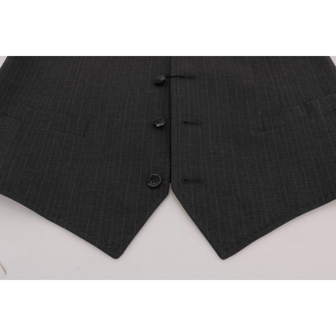 Dolce & Gabbana Gray STAFF Cotton Striped Vest Dolce & Gabbana