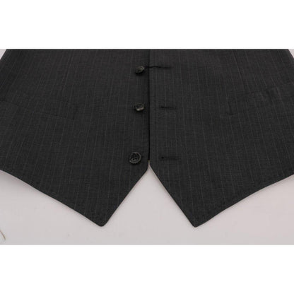 Dolce & Gabbana Gray STAFF Cotton Striped Vest Dolce & Gabbana