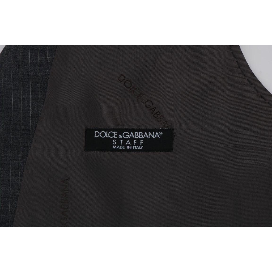 Dolce & Gabbana Gray STAFF Cotton Striped Vest Dolce & Gabbana