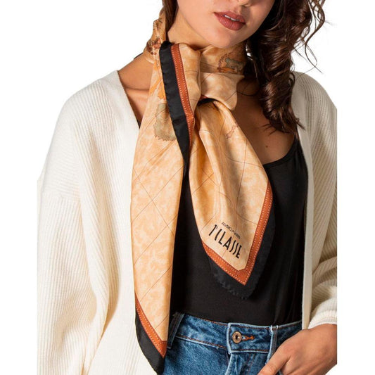 Alviero Martini Prima Classe Beige Silk Scarf AL-7286000309-ONE SIZE