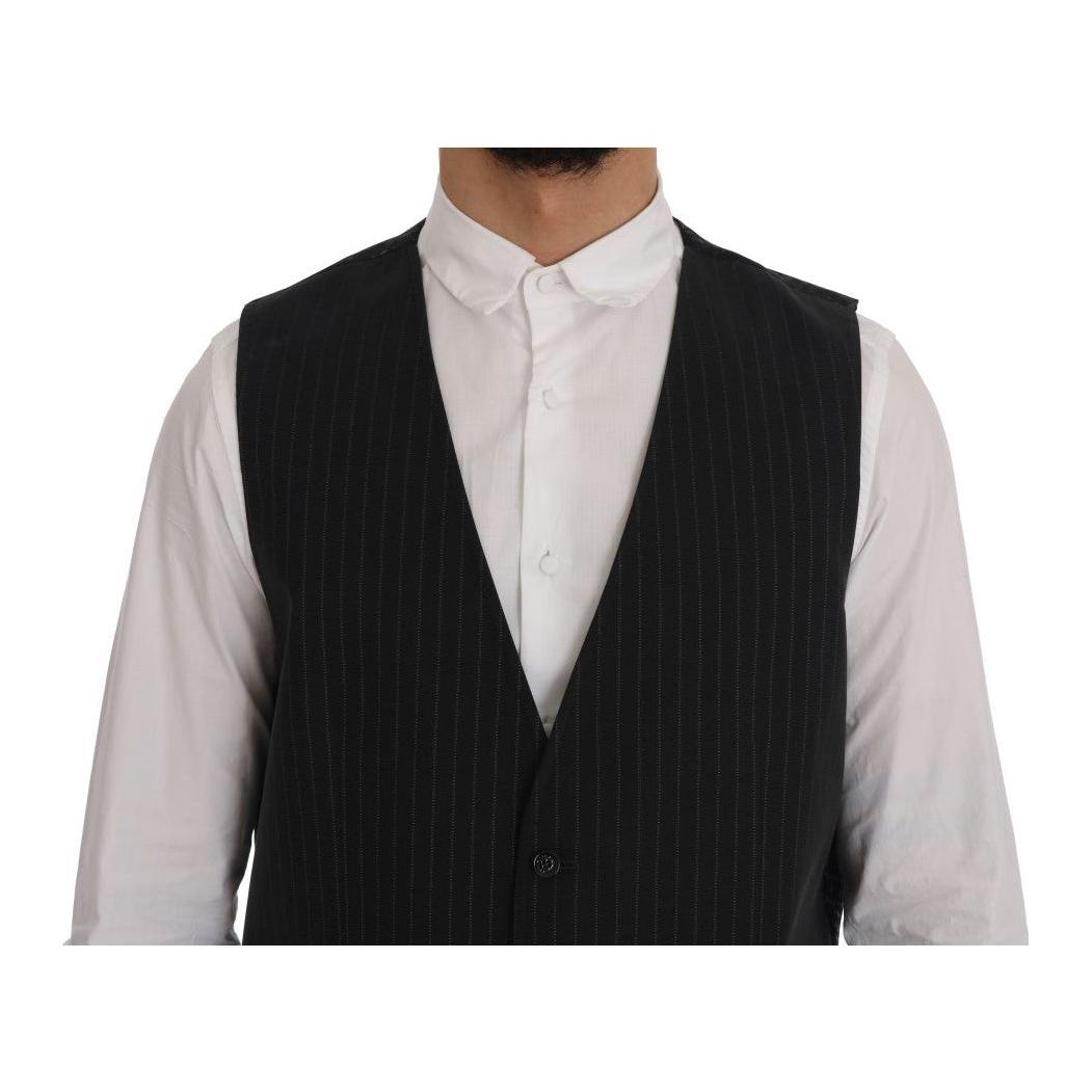 Dolce & Gabbana Gray STAFF Cotton Striped Vest Dolce & Gabbana